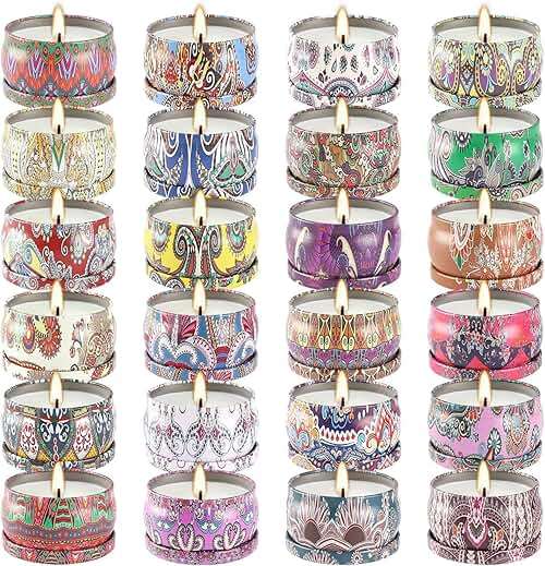 WPONSZU Scented Candles Gifts Set 24 Pack Soy Wax Travel Tin Jar Candles for Home 2.5 OZ jar Candles for Mom for Christmas, Birthday, Thanksgiving, Mother's Day - Image 9
