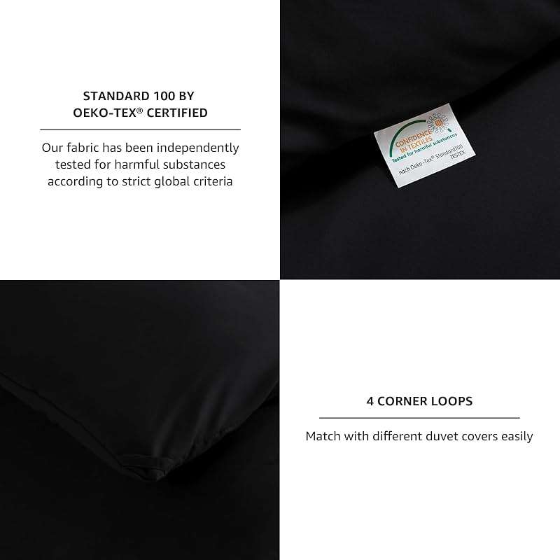 CozyLux Queen Comforter Set Black, 3 Pieces Lightweight Comforters Queen Size Quilted Bedding Sets, All Season Breathable Solid Down Alternative Comforter with 2 Pillowcases, Bed Set Gift for Home - Image 5