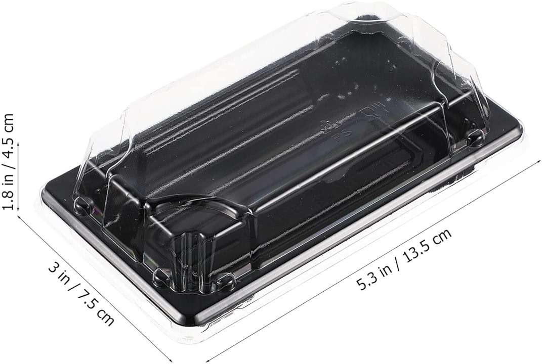 DOITOOL 100PCS Small with Clear Lid, Black Sushi Trays With Lids, Disposable Sushi Packaging Box, Black Plastic To Go Containers, Entrees, Appetizers Or Dessert - Image 3