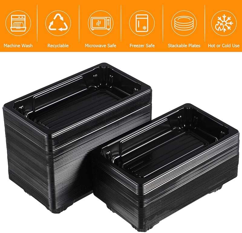 DOITOOL 100PCS Small with Clear Lid, Black Sushi Trays With Lids, Disposable Sushi Packaging Box, Black Plastic To Go Containers, Entrees, Appetizers Or Dessert - Image 8