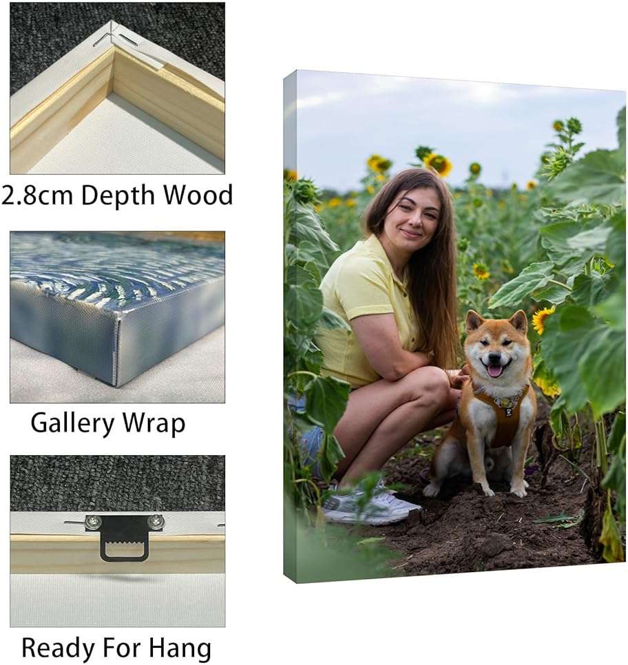 Custom Canvas Prints with Your Photos Framed Canvas Customized Wall Art Personalized Canvas Pictures for Pet/Family Gifts for Mom/Men/Women 8 x 10 - Image 3