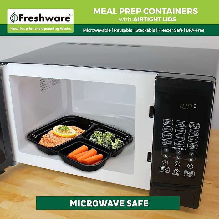 Freshware Meal Prep Containers [150 Pack] 3 Compartment with Lids, Food Storage Containers, Bento Box, BPA Free, Stackable, Microwave/Dishwasher/Freezer Safe (24 oz) - Image 6