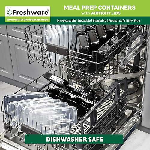Freshware Meal Prep Containers [150 Pack] 3 Compartment with Lids, Food Storage Containers, Bento Box, BPA Free, Stackable, Microwave/Dishwasher/Freezer Safe (24 oz) - Image 7