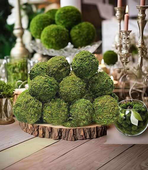 ZYAPA 21 Pack Green Moss Balls 8pcs 3.2" Decorative Balls for Bowls Filler 13pcs 2.3" Fake Moss Balls for Centerpiece Artificial Balls for Vase Filler Live Moss Ball for Home Tabel Decor - Image 5