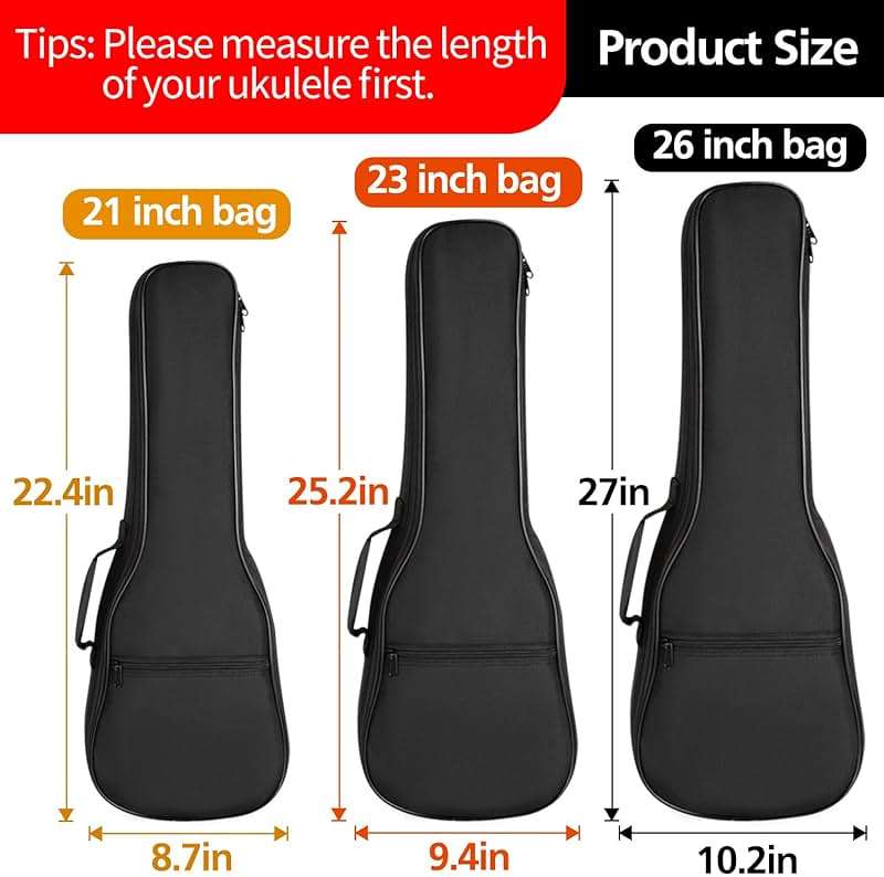 26in Ukulele Case, Waterproof Durable Ukulele Padded Bag with Adjustable Straps for Tenor - Image 2