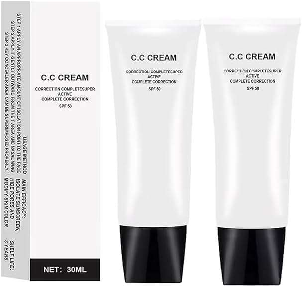 weispo 2pcs Skin Tone Adjusting CC Cream SPF 50, New Cosmetics CC Cream, Pre-makeup Primer Moisturizing Skin Concealer Brightening Skin Tone(Natural Color) - Image 1