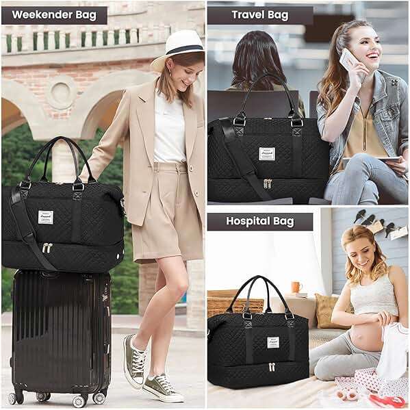 LOVEVOOK Travel Duffle Bag,Weekender Bags for Women with Shoe Compartment，Carry on Overnight Bag with Toiletry Bag,Gym Duffel Bag with Wet Pocket, Hospital Bags for Labor and Delivery - Image 6