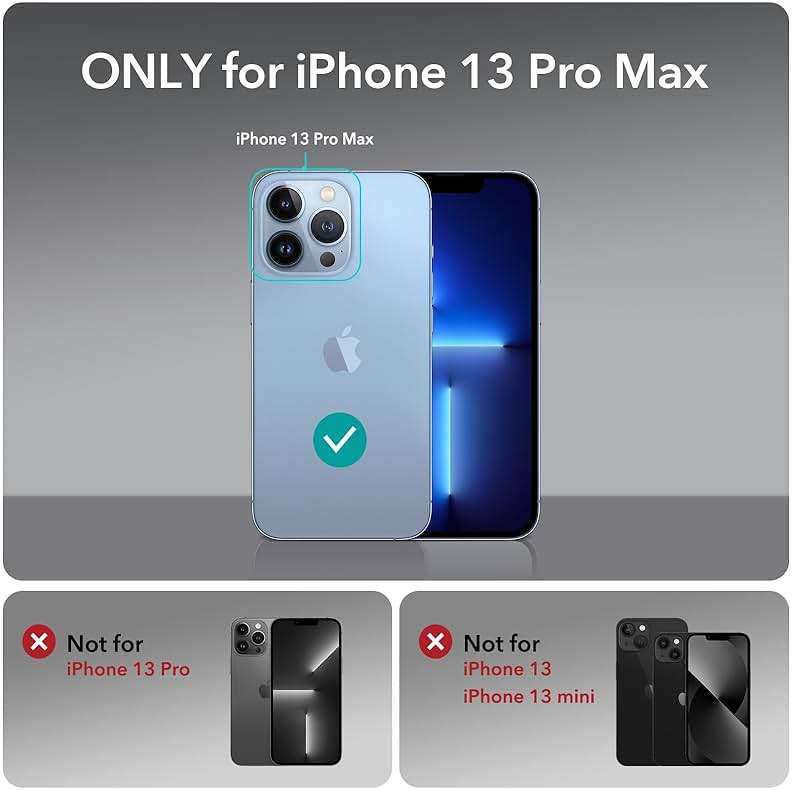 ESR for iPhone 13 Pro Max Case with Stand, Compatible with MagSafe, Full-Body Military-Grade Drop Proof Case with Built-in 9H+ Tempered Glass Screen Protector, Armor Series, Clear Dark Blue - Image 2