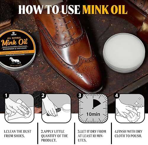 MEKER Mink Oil for Leather Boots, Leather Conditioner and Cleaner 3.52 oz-All-Natural Waterproof Soften and Restore Shoes - Image 6
