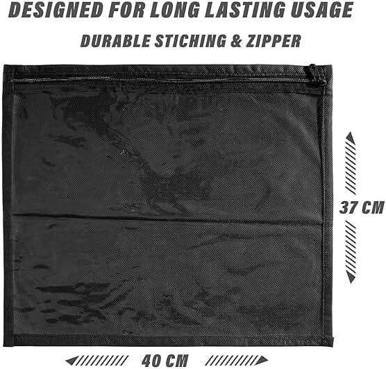 Kuber Industries Non Woven Foldable Saree Covers With Zip|Single Saree Storage Bags|Clothes Organiser For Wardrobe|Transparent Top With Premium Zipper|Pack Of 24 (Black) - Image 2
