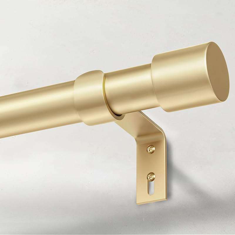 IFELS Heavy Duty Curtain Rods for Windows 66 to 120 Inch, 1 Inch Gold Curtain Rod Adjustable, Decorative Long Curtains Rods with Metal Finials, Easy Installation and Modern Design (A2,Gold,30"-120") - Image 1