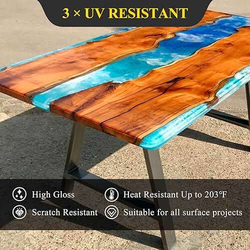 TAKIMO 1 Gallon 3× UV Resistant Epoxy Resin Kit - Ultra Clear Non-Yellowing Formula for Art & Furniture - High Gloss Table Top & Coating - 1:1 Ratio, 128oz - Image 4