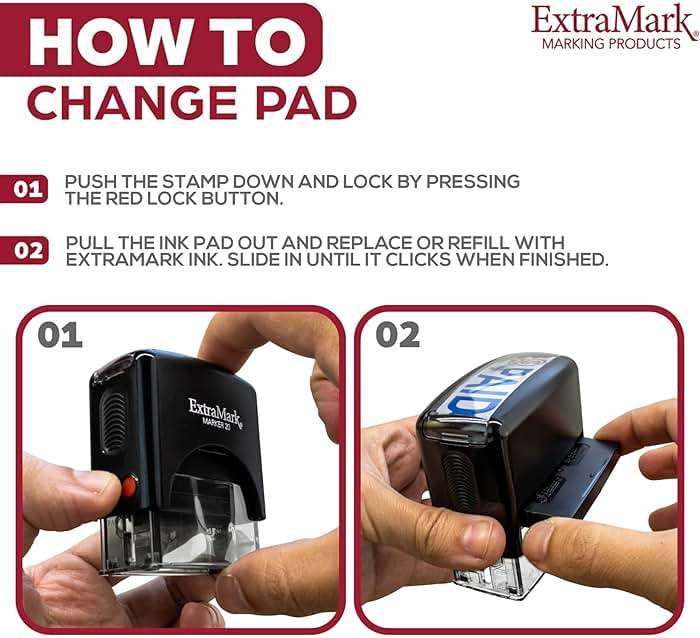 ExtraMark Dual Color Self Inking Rubber Stamp (Scanned) 2-Color Office Stamp - Small - Image 5