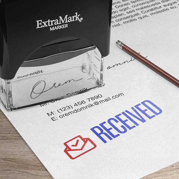 ExtraMark Dual Color Self Inking Rubber Stamp (Scanned) 2-Color Office Stamp - Small - Image 6