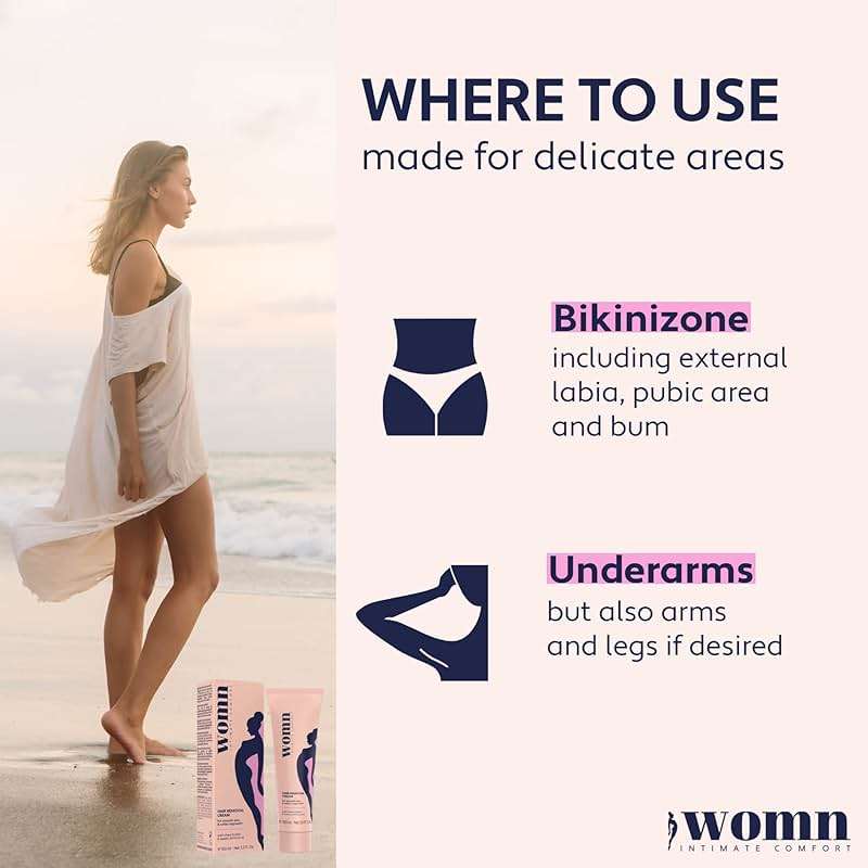 womn Intimate Comfort HAIR REMOVAL CREAM for bikini area & underarms. Smooth skin, no razor bumps or cuts. 3.3 Fl. Oz. - Image 3