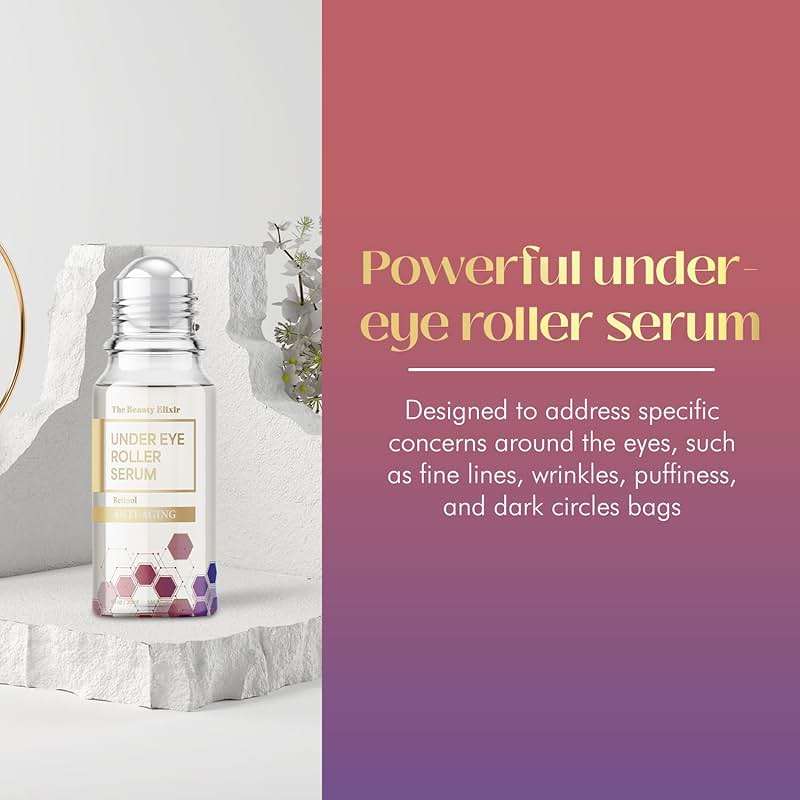The Beauty Elixir Retinol Eye Roller For Puffy Eyes & Dark Circles - Brightens Under Eyes - Crow's Feet Treatment - Dermatologist Tested, Natural Clean Beauty - Korean Skin Care - For All Skin Types - Image 2