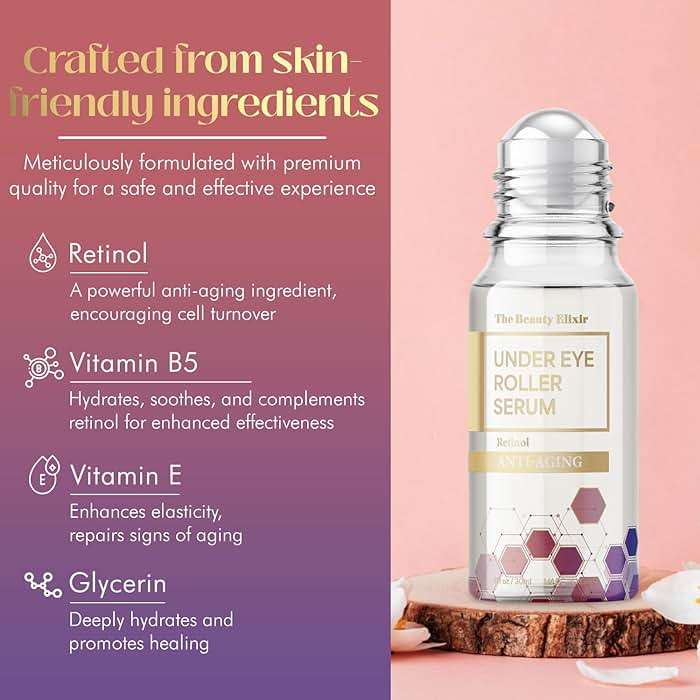 The Beauty Elixir Retinol Eye Roller For Puffy Eyes & Dark Circles - Brightens Under Eyes - Crow's Feet Treatment - Dermatologist Tested, Natural Clean Beauty - Korean Skin Care - For All Skin Types - Image 4
