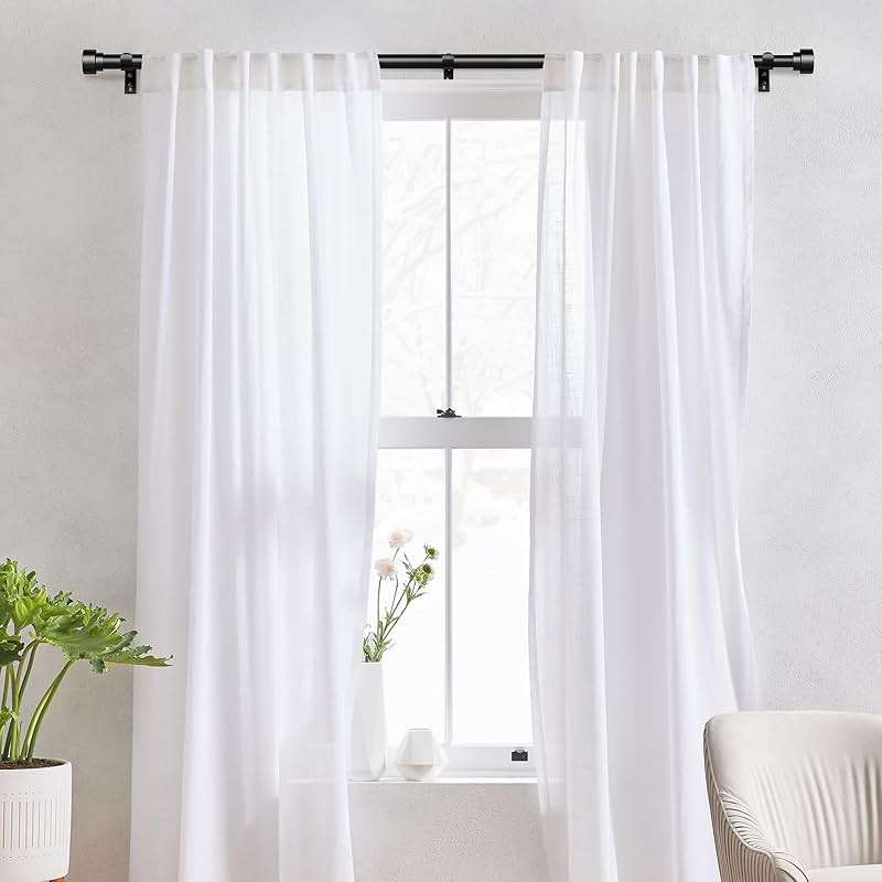 IFELS Heavy Duty Curtain Rods for Windows 66 to 120 Inch,1 Inch Adjustable Black Curtain Rod with Easy Installation and Modern Design,Decorative Long Drapery Rods with Metal Finials (A1,Black,30-120") - Image 2