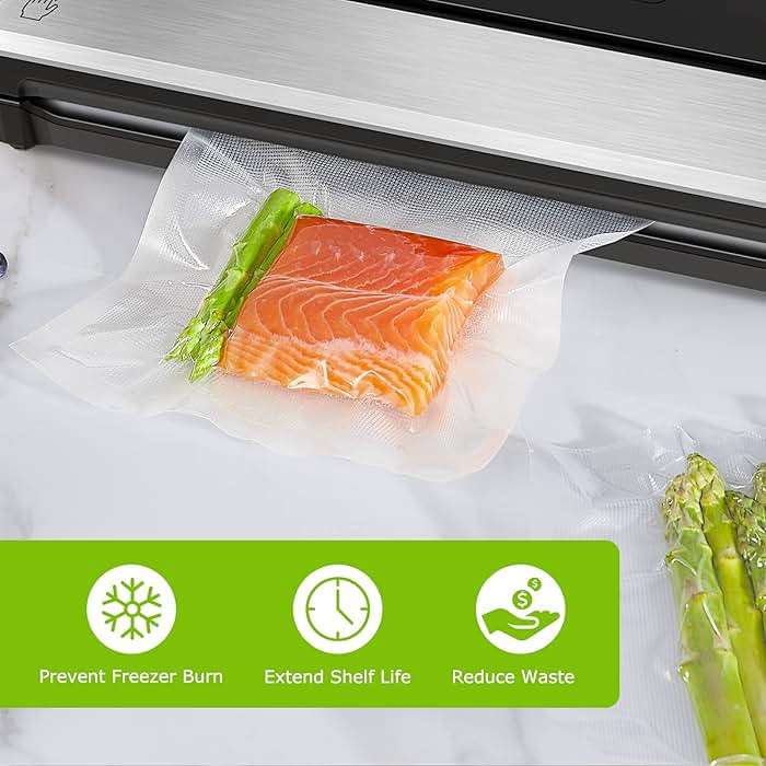Bonsenkitchen Precut Vacuum Sealer Bags 200 Quart 8" x 12", BPA Free, Commercial Grade Textured Food Vacuum Sealer Bag, Thick Embossed Bags for Storage and Sous Vide Cooking VB3208 - Image 4