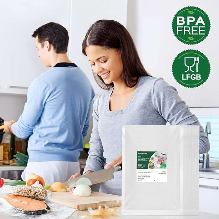Bonsenkitchen Precut Vacuum Sealer Bags 200 Quart 8" x 12", BPA Free, Commercial Grade Textured Food Vacuum Sealer Bag, Thick Embossed Bags for Storage and Sous Vide Cooking VB3208 - Image 6