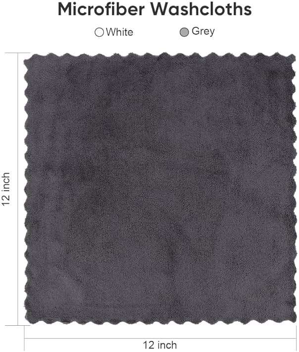 Orighty Ultra Soft Washcloths 12 Pack, Premium Microfiber Towel Sets 12x12 inches, Absorbent and Quick Drying Coral Velvet Washcloth, Multi-Purpose Wash Cloths for Bathroom, Hotel, and Gym (Grey) - Image 3