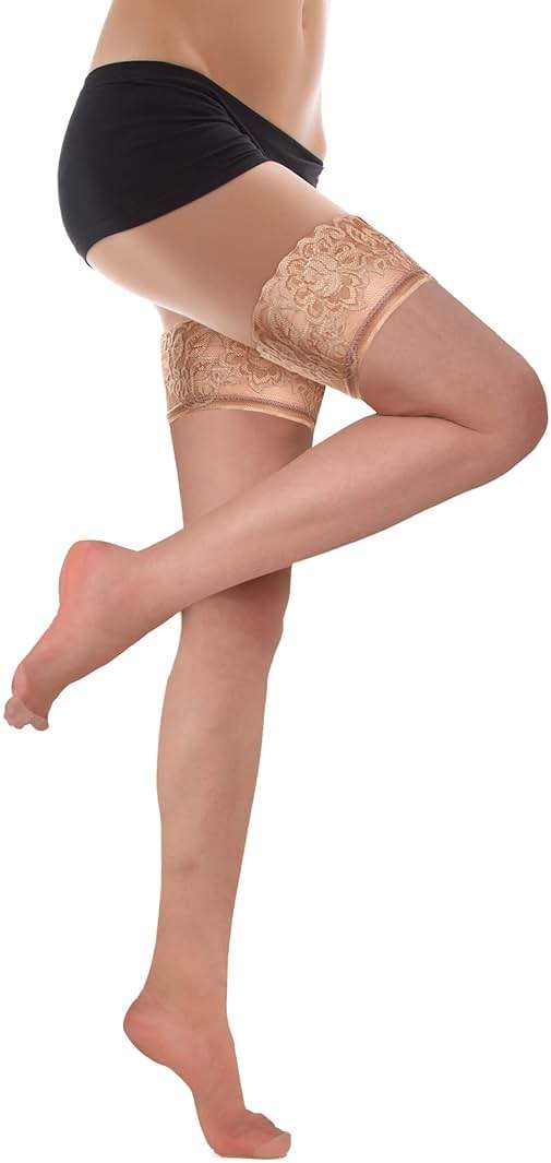 Boao 4 Pairs Women Thigh High Stockings Lace Tights Silky Semi Sheer Lingerie for Women Summer Halloween Cosplay - Image 5