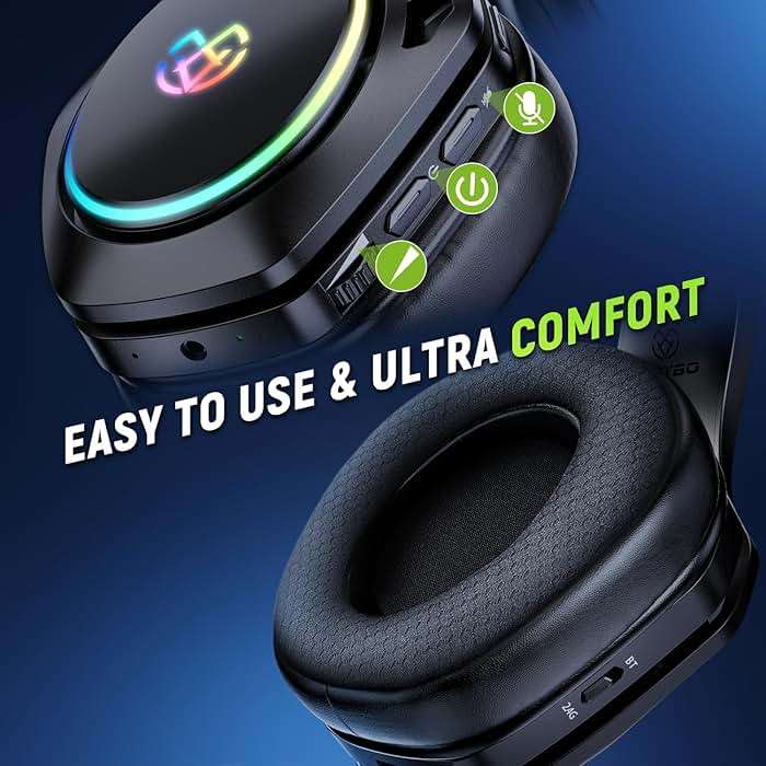 Tatybo Gaming Headset for Ps5 Ps4 PC, 2.4GHz USB & Type-C Gaming Headphones, 40Hrs & 7.1 Surround Sound Ps5 Headset with Noise Canceling Mic, Wireless Headset for Switch Phone - Image 5