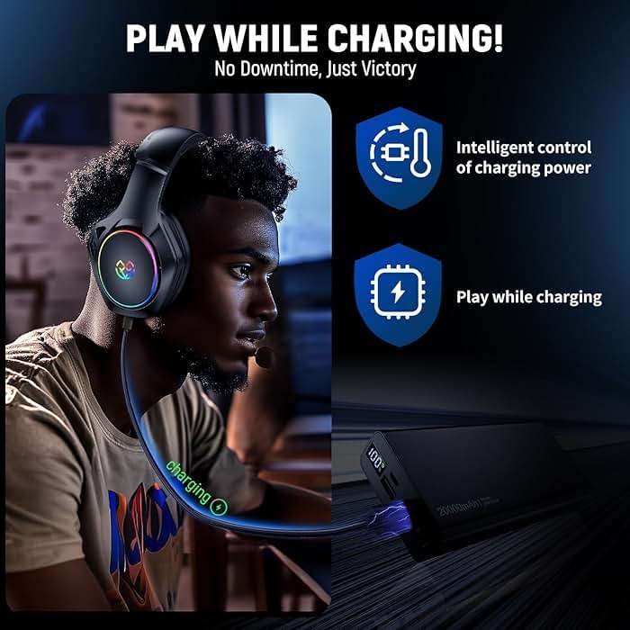 Tatybo Gaming Headset for Ps5 Ps4 PC, 2.4GHz USB & Type-C Gaming Headphones, 40Hrs & 7.1 Surround Sound Ps5 Headset with Noise Canceling Mic, Wireless Headset for Switch Phone - Image 7