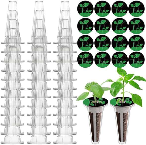 Oliz 50 Pack Hydroponic Grow Baskets with 51PCS Seed Pod Labels Stickers, Replacement Garden DIY Accessories for Most Hydroponic Growing System - Image 1