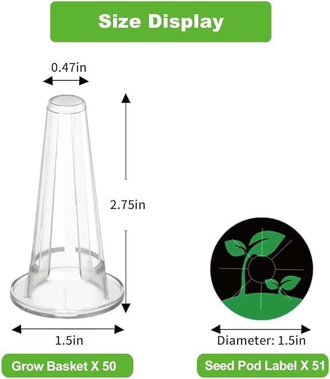 Oliz 50 Pack Hydroponic Grow Baskets with 51PCS Seed Pod Labels Stickers, Replacement Garden DIY Accessories for Most Hydroponic Growing System - Image 2
