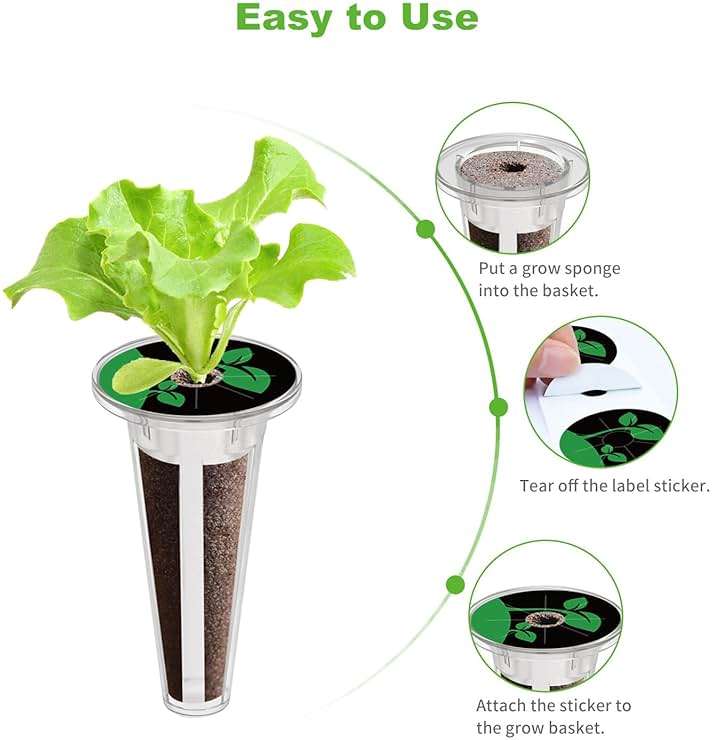Oliz 50 Pack Hydroponic Grow Baskets with 51PCS Seed Pod Labels Stickers, Replacement Garden DIY Accessories for Most Hydroponic Growing System - Image 5