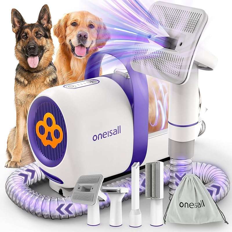 oneisall Dog Grooming Vacuum Kit: 15000Pa Shedding Brush with Grooming Tools, 3 Suction Low Noise, for Pet Thick and Undercoat, 1.5L Dust Cup, Dog Hair Vacuum, Home Cleaning, LM5 - Image 1