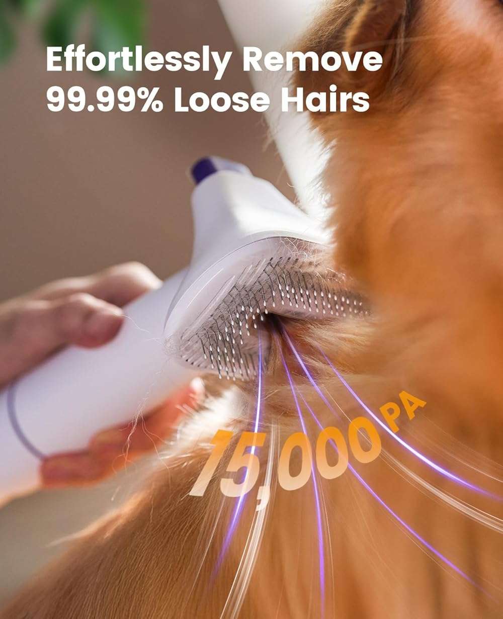 oneisall Dog Grooming Vacuum Kit: 15000Pa Shedding Brush with Grooming Tools, 3 Suction Low Noise, for Pet Thick and Undercoat, 1.5L Dust Cup, Dog Hair Vacuum, Home Cleaning, LM5 - Image 3