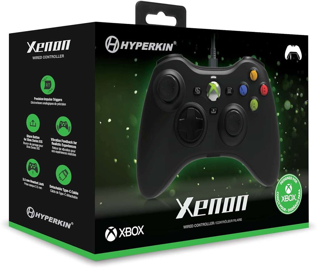 Hyperkin Xenon Wired Controller for Xbox Series X|S, Xbox One & Windows 10|11, PC, Plug and Play Gaming Gamepad with 3.5MM Audio Jack, Impulse Triggers - Black - Officially Licensed - Image 5