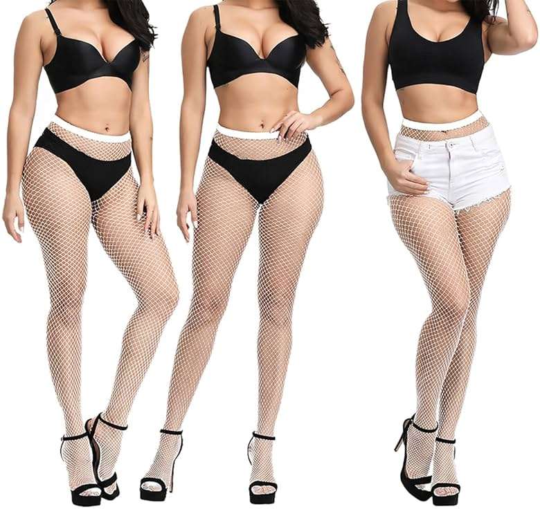 Keldorng Womens High Waist Fishnet Stockings,Stretchy Fishnet Stockings Thigh Tights Pantyhose Stockings - Image 3