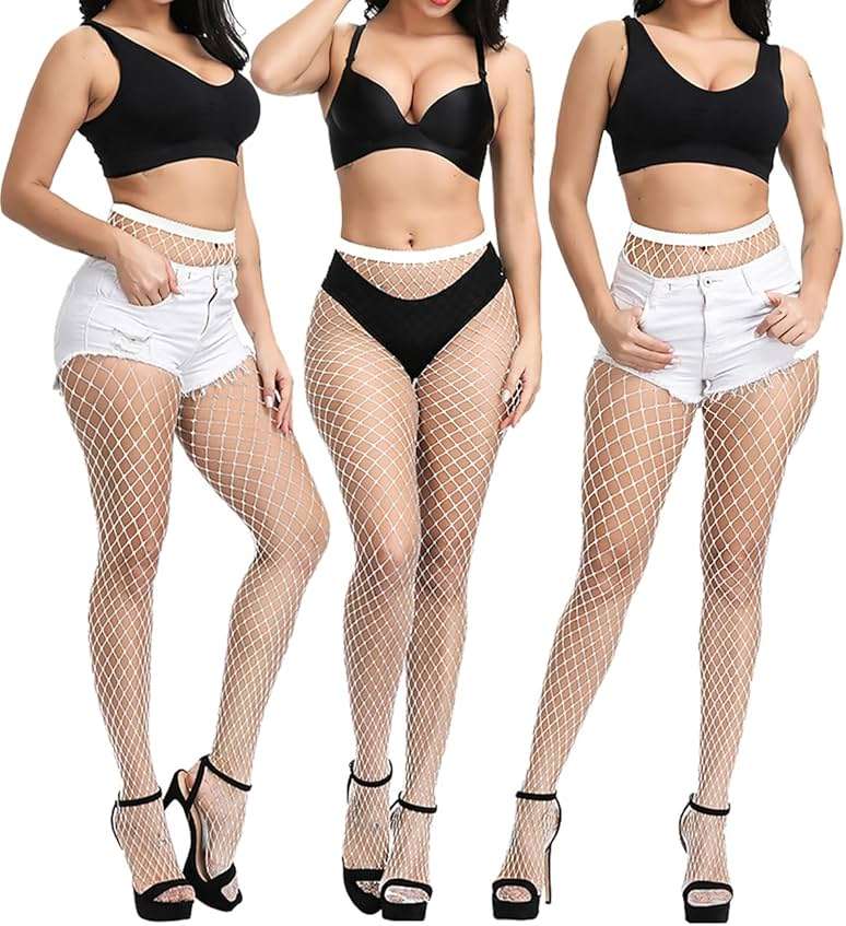 Keldorng Womens High Waist Fishnet Stockings,Stretchy Fishnet Stockings Thigh Tights Pantyhose Stockings - Image 4