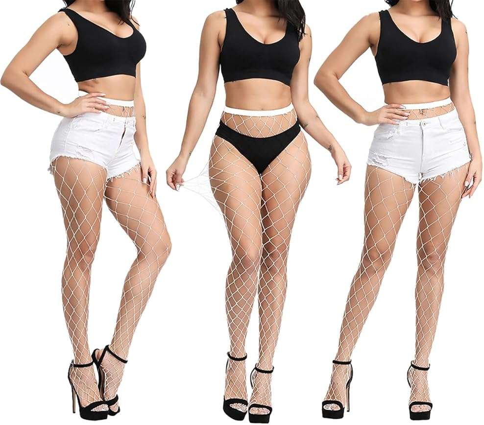 Keldorng Womens High Waist Fishnet Stockings,Stretchy Fishnet Stockings Thigh Tights Pantyhose Stockings - Image 5