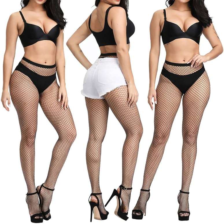 Keldorng Womens High Waist Fishnet Stockings,Stretchy Fishnet Stockings Thigh Tights Pantyhose Stockings - Image 3