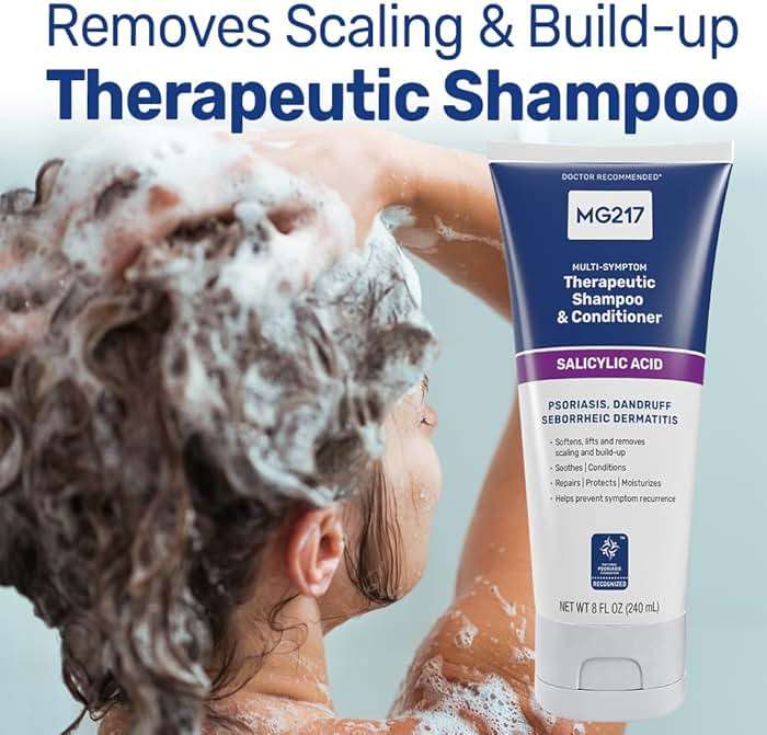 MG217 Psoriasis Shampoo and Conditioner with Salicylic Acid, Therapeutic Scalp Treatment, Softens, Lifts, Removes Scaling, Psoriasis Scalp Treatment, Salicylic Acid Shampoo and Conditioner, 8floz Tube - Image 3