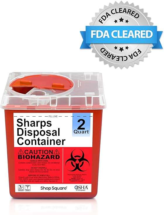 Sharps Containers for Home and Professional Use, 2 Quart Needle Disposal (3-Pack), Syringe Disposal for Home, Biohazard Containers - Image 4