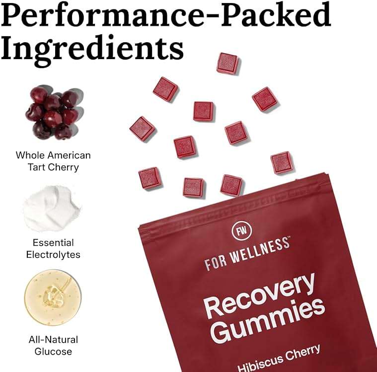 For Wellness Recovery Gummies Restore | Tart Cherry Energy Supplements with Electrolytes for Muscle Soreness, Post-Workout Performance & Recovery | Vegan, Non-GMO, 30 Count - Image 4