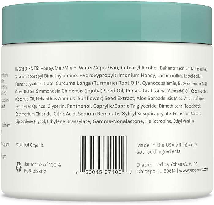 Yobee Restorative Scalp Mask - Dry Scalp Treatment Hair Mask - Probiotic Extracts, Organic Honey, Turmeric, Vitamin B12 - Natural Dry, Itchy, Sensitive Scalp and Dandruff Relief - for Adults, 4 fl oz - Image 8