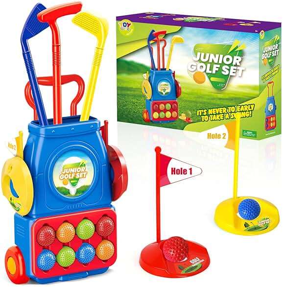 TOY Life Kids Golf Clubs 3-5 Toddler Boys Golf Set Baby & Toddler Plastic Golf Clubs 3-5 Mini Golf Set for Kids Golf Cart Toys Sport Golf Game for Boys Girls for 3 4 5 6 7 8 Years Old - Image 1