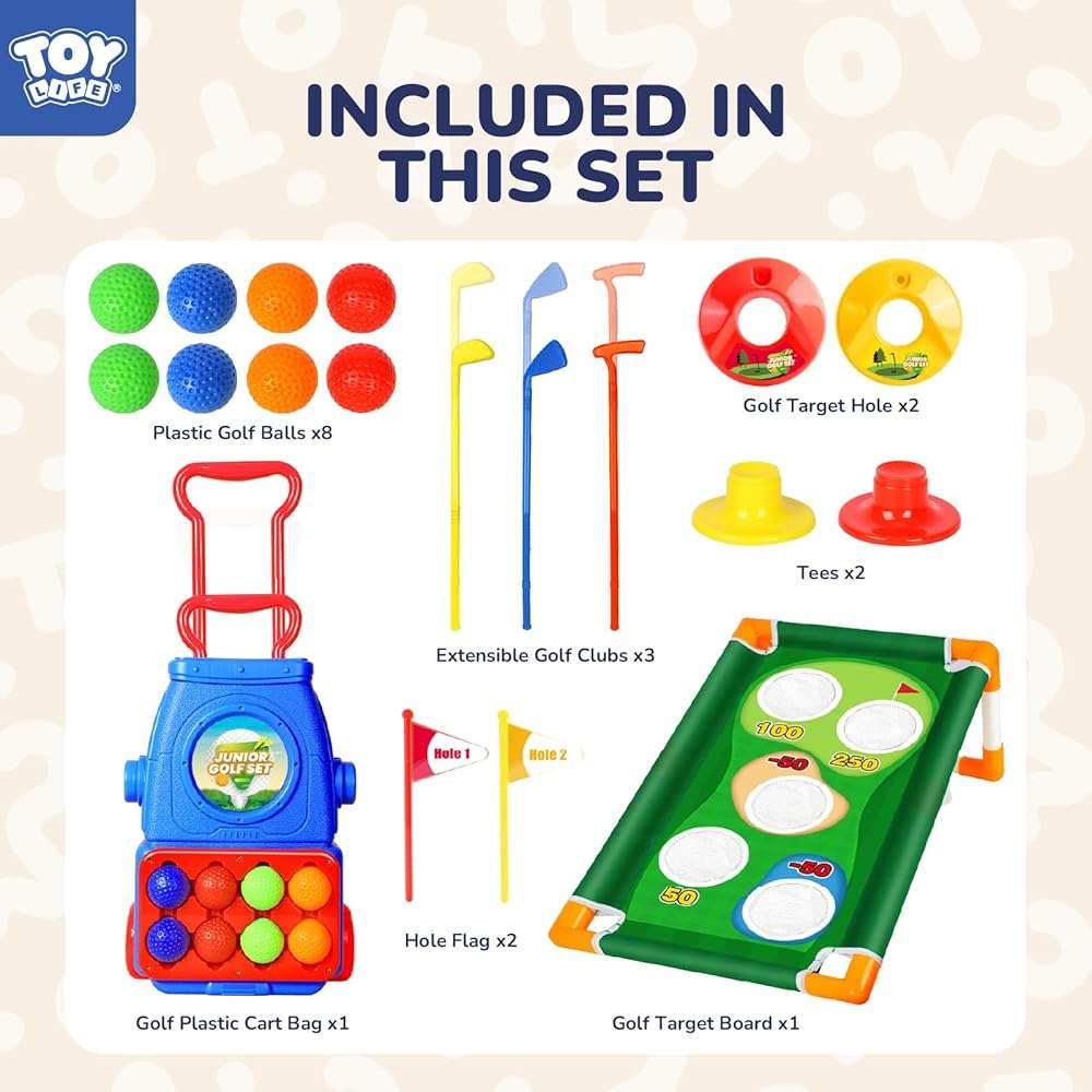 TOY Life Kids Golf Clubs Set 3-5 Toddler Golf Set for Age 5-8, Indoor and Outdoor Golf Toys Birthday Gift - Image 5