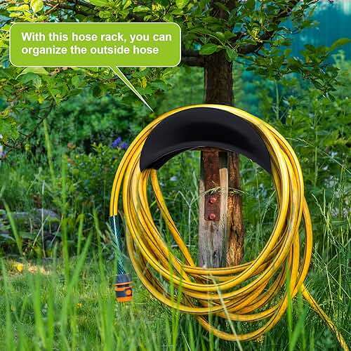 Thyle 6 Pcs Garden Hose Holder Heavy Duty Water Hose Holder Wall Mount Metal Rustproof Black Rack Storage Organizer Brackets for Outside Garden Yard Lawn - Image 6