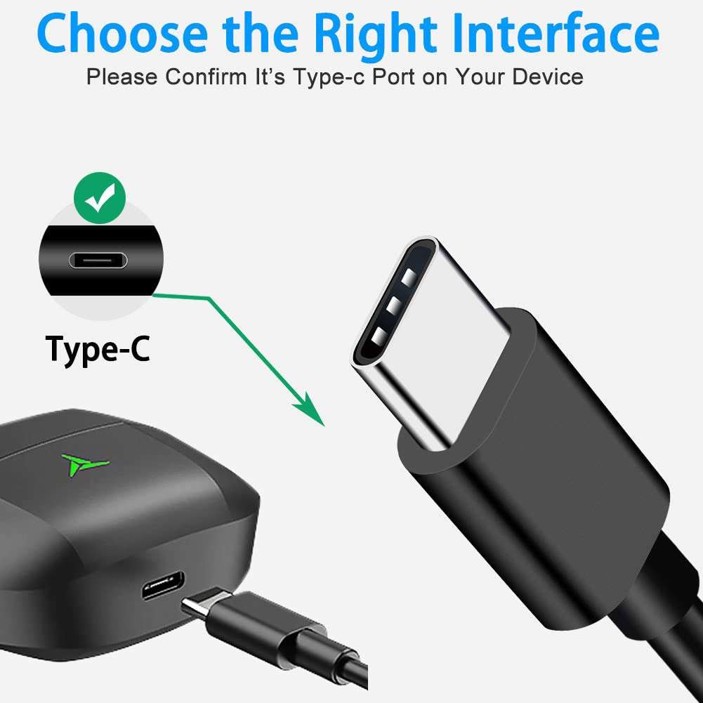 Charger TOZO earphone Cable Compatible for TOZO T10, T12, T12 Pro, T9, T9s, A1, A2, A3, NC9 Pro, NC2, NC7, G1, G1S, W1 W3 W8 PB2, Golden X1 Earbuds & More USB-C Earbuds/Headphones Charging Cord (5FT) - Image 4