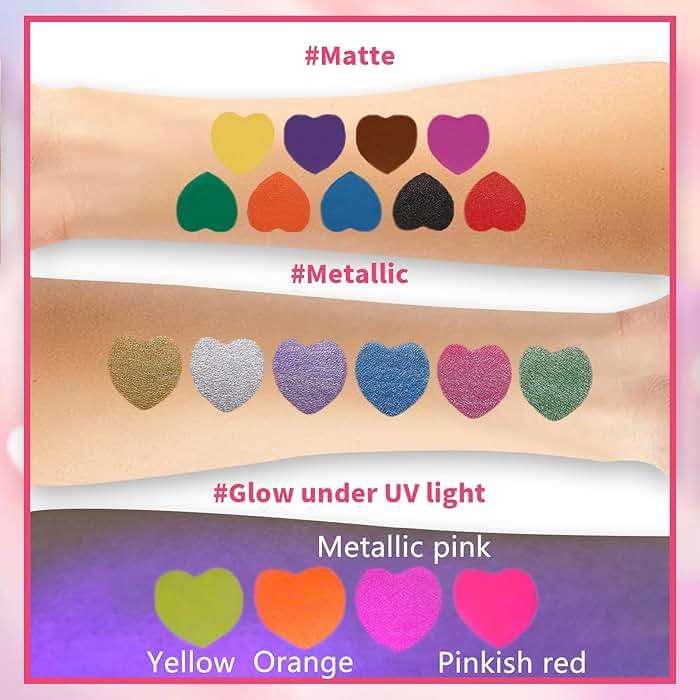 Temporary Tattoo Marker for Skin, 15 Colors Tattoo Pen + 50 Stencils for Painting + 43 Henna Tattoo Sticker, Glitter & Matte & Neon Glow Face Body Paint Markers for Teens and Adult - Image 6