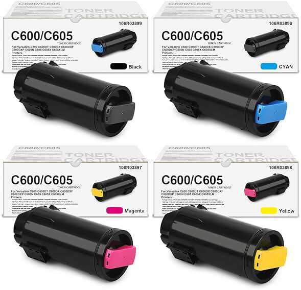 Versalink C600 C605 Toner Cartridge High Yield Replacement for Xerox Versalink C600 C600DT C600DX C600DXF C600DXP C600N C605 C605X C605XLM Printers (BK/C/M/Y) -106R03896 106R03897 106R03898 106R03899 - Image 1