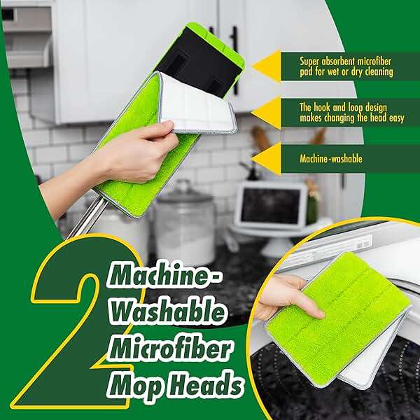 Libman Rinse 'n Wring Mop and Bucket System, Microfiber Dry Wet Mop for Floor Cleaning, Hardwood, Laminate, Tile Cleaner, Dual Chamber Bucket Design, 2 Total Refill Replacement Head Pads - Image 4
