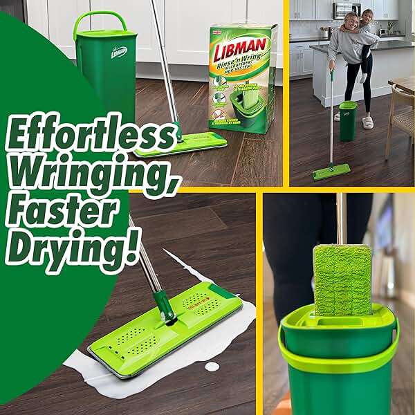 Libman Rinse 'n Wring Mop and Bucket System, Microfiber Dry Wet Mop for Floor Cleaning, Hardwood, Laminate, Tile Cleaner, Dual Chamber Bucket Design, 2 Total Refill Replacement Head Pads - Image 6